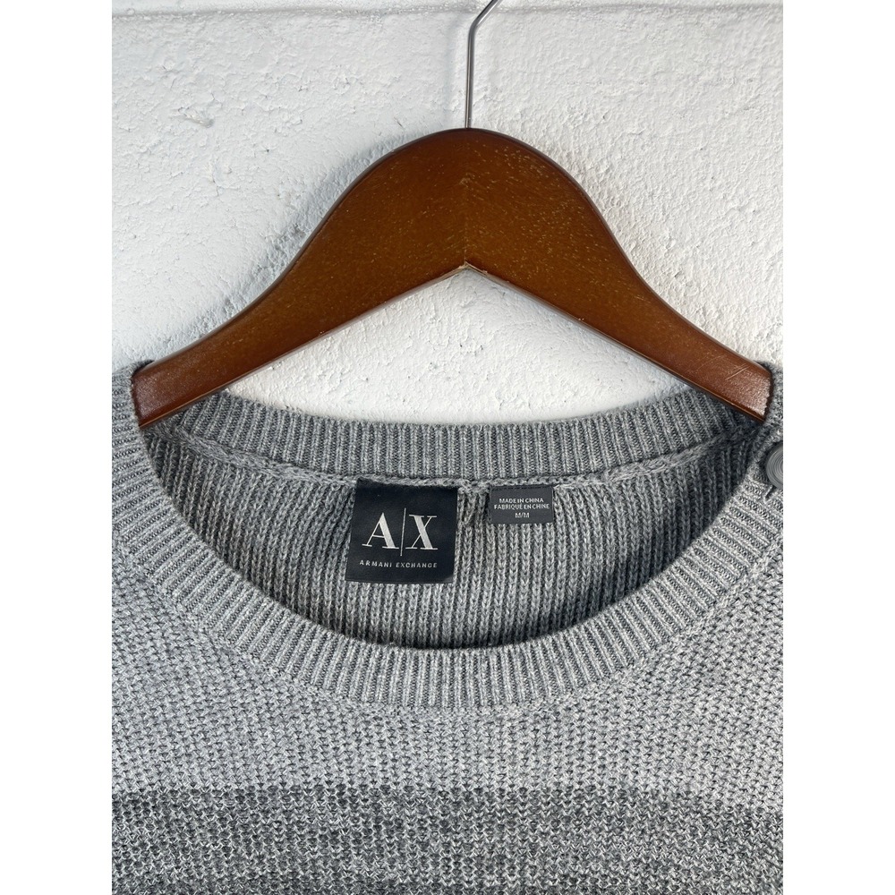 Armani Exchange Men's Sweater Knit Pull Over Gray Gradient Stripe Pattern Size M - Picture 2 of 8